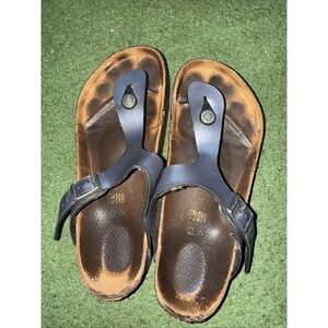 Birkenstock Gizeh Thong Sandals Black Metallic Size 39